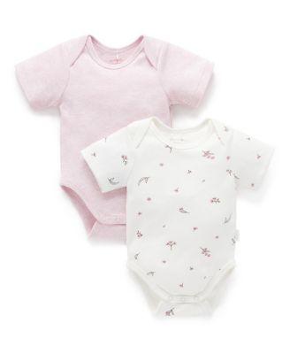 Girls' 2 Pack Short Sleeve Bodysuit - Baby by PUREBABY