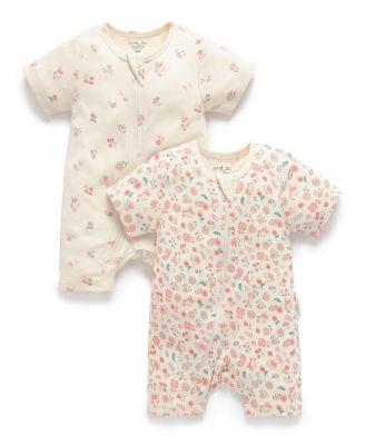 Girls' 2 Pack Short Sleeve Zip Romper Floral - Baby by PUREBABY