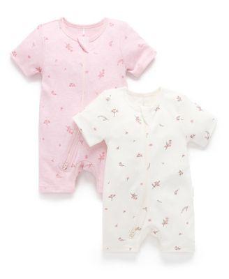 Girls' 2 Pack Short Zip Romper - Baby by PUREBABY