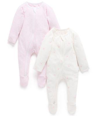 Girls' 2 Pack Zip Footie - Baby by PUREBABY