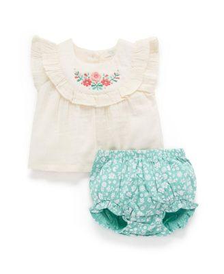 Girls' Embroidered Top and Bloomer Set - Baby by PUREBABY