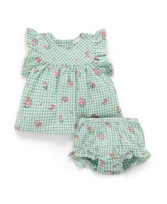Girls' Gingham Frida Ruffle Top & Bloomer Set - Baby by PUREBABY