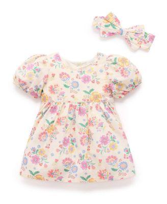 Girls' Linen Blend Dress and Headband Set - Baby by PUREBABY