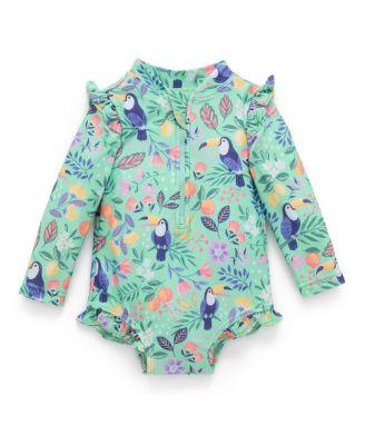Girls' Printed Frilly Longsleeve Swimsuit - Baby by PUREBABY