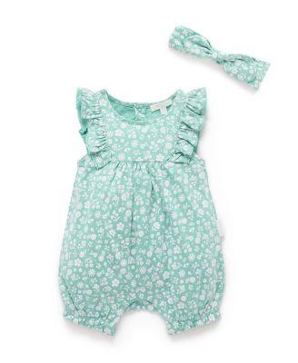 Girls' Ruffle Shortie Romper & Headband Set - Baby by PUREBABY