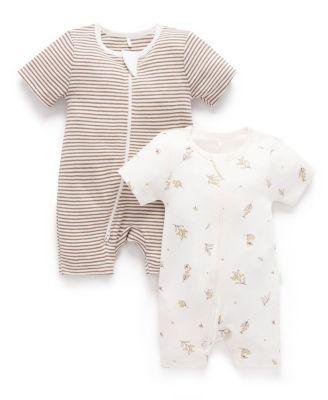 Unisex 2 Pack Short Zip Romper - Baby by PUREBABY