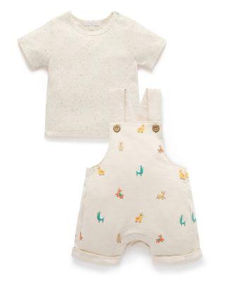 Unisex Turtle Broderie Overall and Tee Set - Baby by PUREBABY