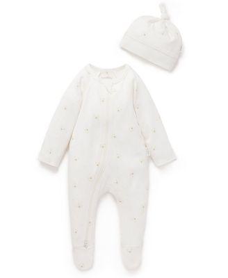 Unisex Zip Footie & Hat Set - Baby by PUREBABY
