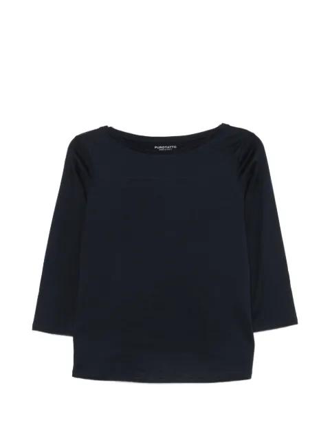 boat-neck three-quarter-sleeve top by PUROTATTO