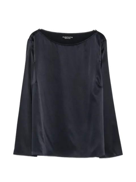 satin-finish boat-neck blouse by PUROTATTO