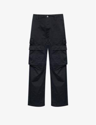 Flap-pocket wide-leg cotton-twill trousers by PURPLE BRAND