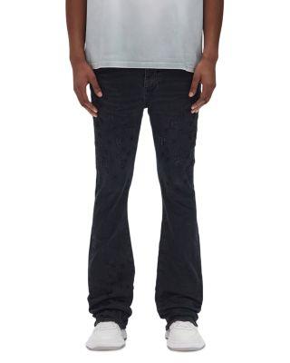 Flared Leg Beaded Monogram Jeans in Black by PURPLE BRAND