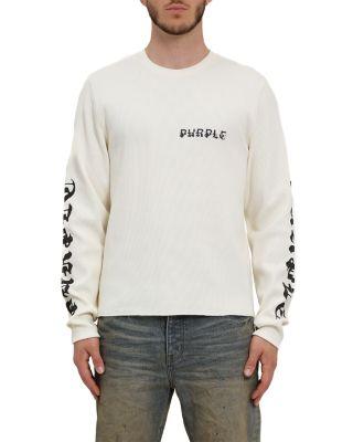 Long Sleeve Waffle Knit Logo Tee by PURPLE BRAND