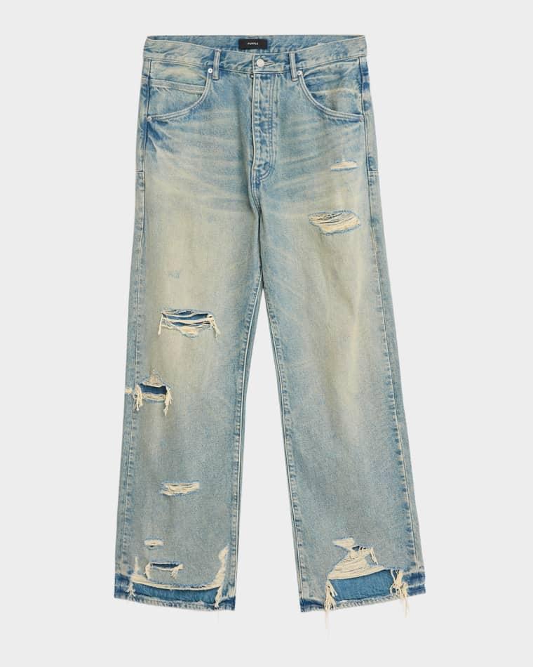 Men's Antique-Tinted Destroyed Baggy-Fit Jeans by PURPLE BRAND