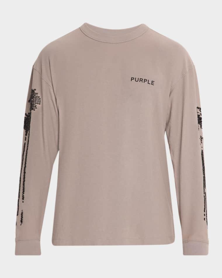 Men's Bead-Embellished Long-Sleeve Crewneck T-Shirt by PURPLE BRAND