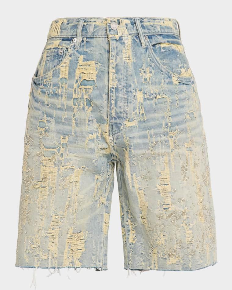 Men's Bead Splatter Destroy Shorts by PURPLE BRAND