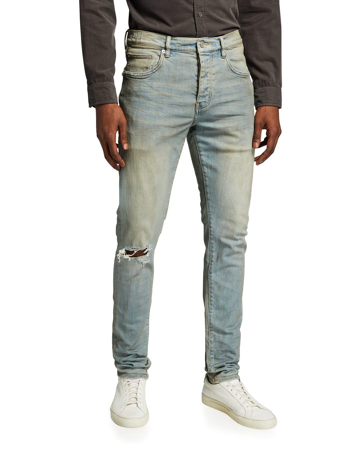 Men's P001 Light Dirty Wax Skinny Jeans by PURPLE BRAND