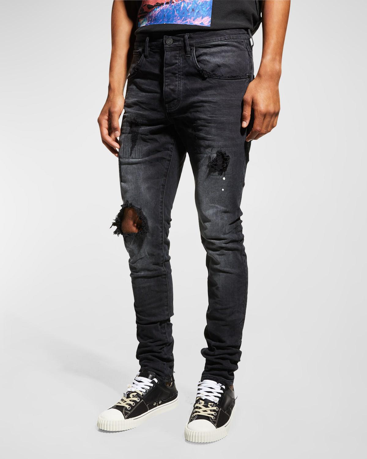 Men's P002 Black Repair Slim Jeans by PURPLE BRAND