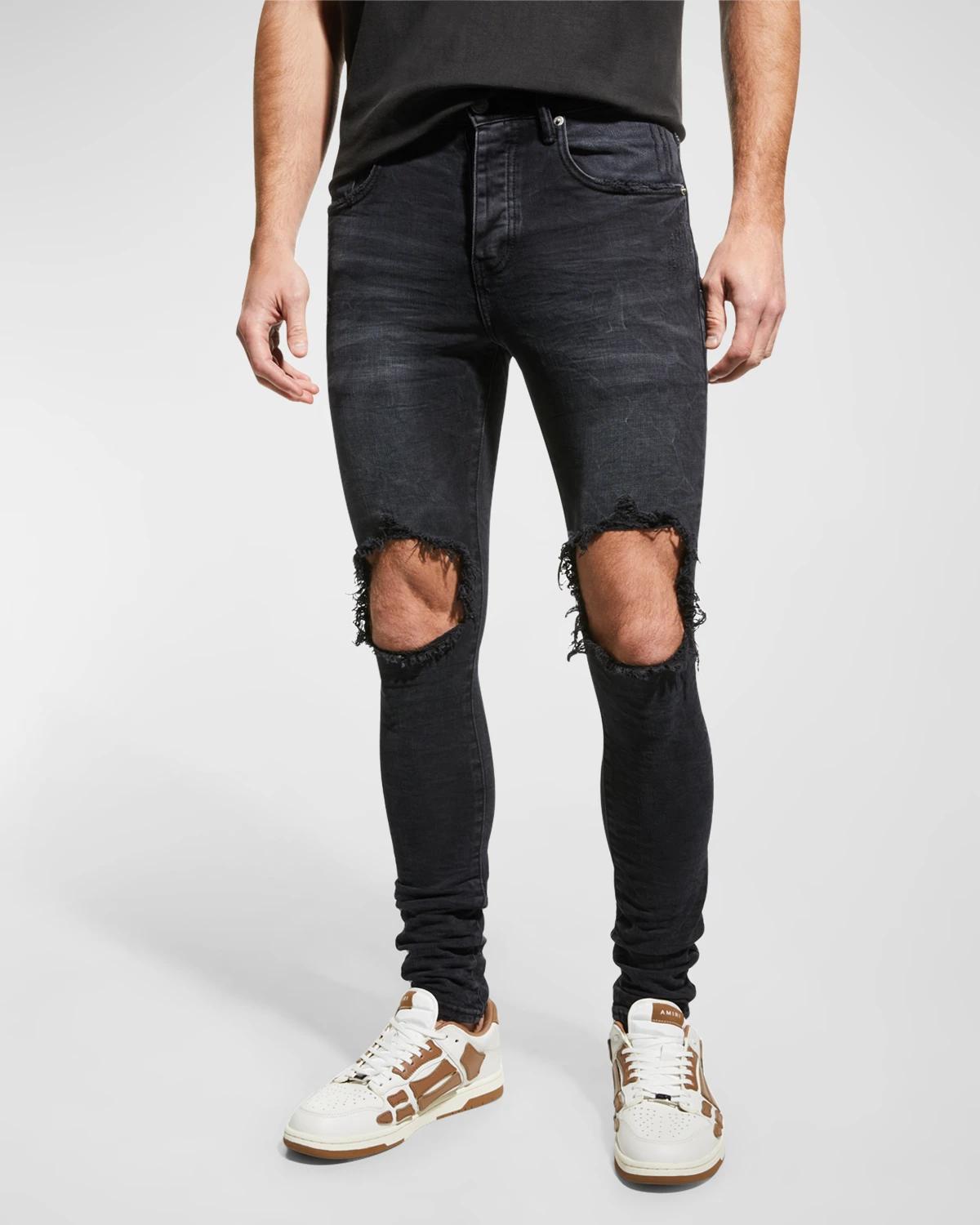 Men's P002 Black Wash Blowout Slim Jeans by PURPLE BRAND