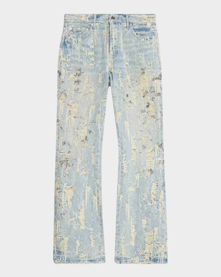 Men's P018 Bead Splatter Destroyed Baggy Denim Jeans by PURPLE BRAND