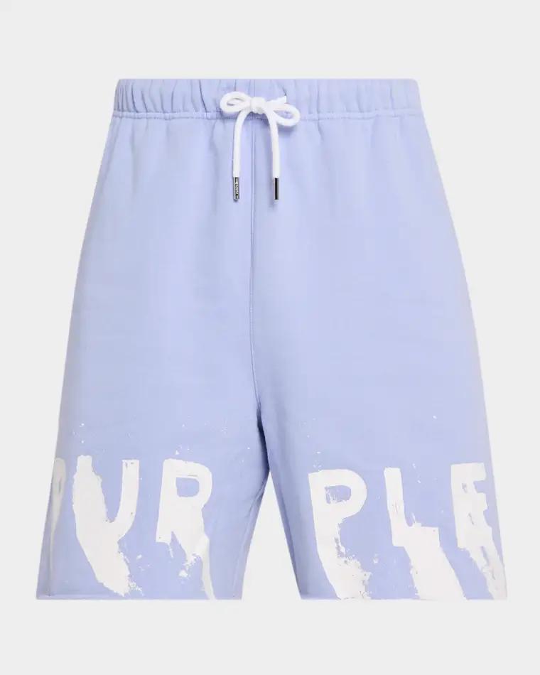 Men's Painted Wordmark Cotton Fleece Shorts by PURPLE BRAND