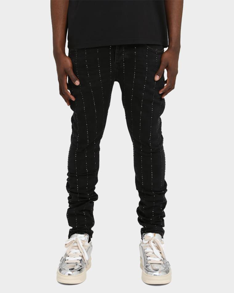 Men's Rhinestone Pinstripe Skinny Jeans by PURPLE BRAND