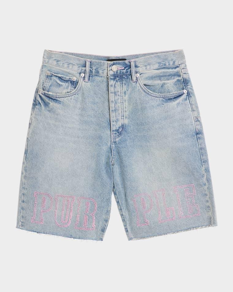 Men's Slab Wordmark Relaxed Denim Shorts by PURPLE BRAND