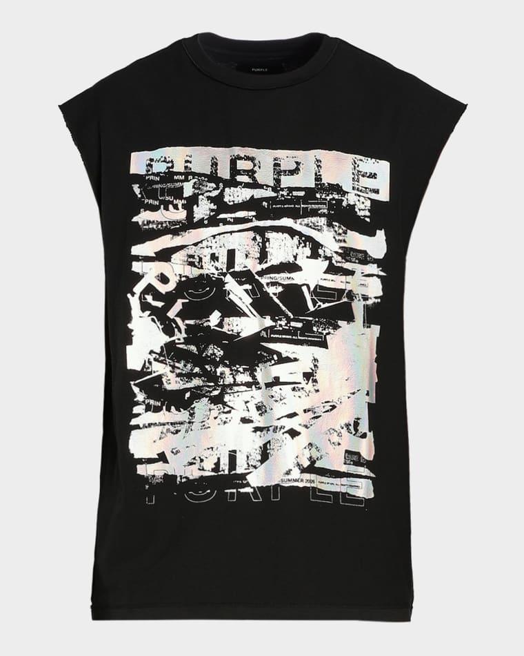 Men's Textured Graphic Sleeveless T-Shirt by PURPLE BRAND