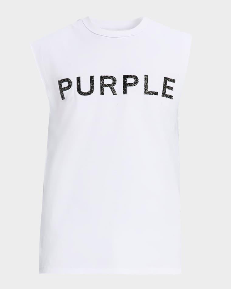 Men's Textured-Logo Sleeveless Cotton T-Shirt by PURPLE BRAND