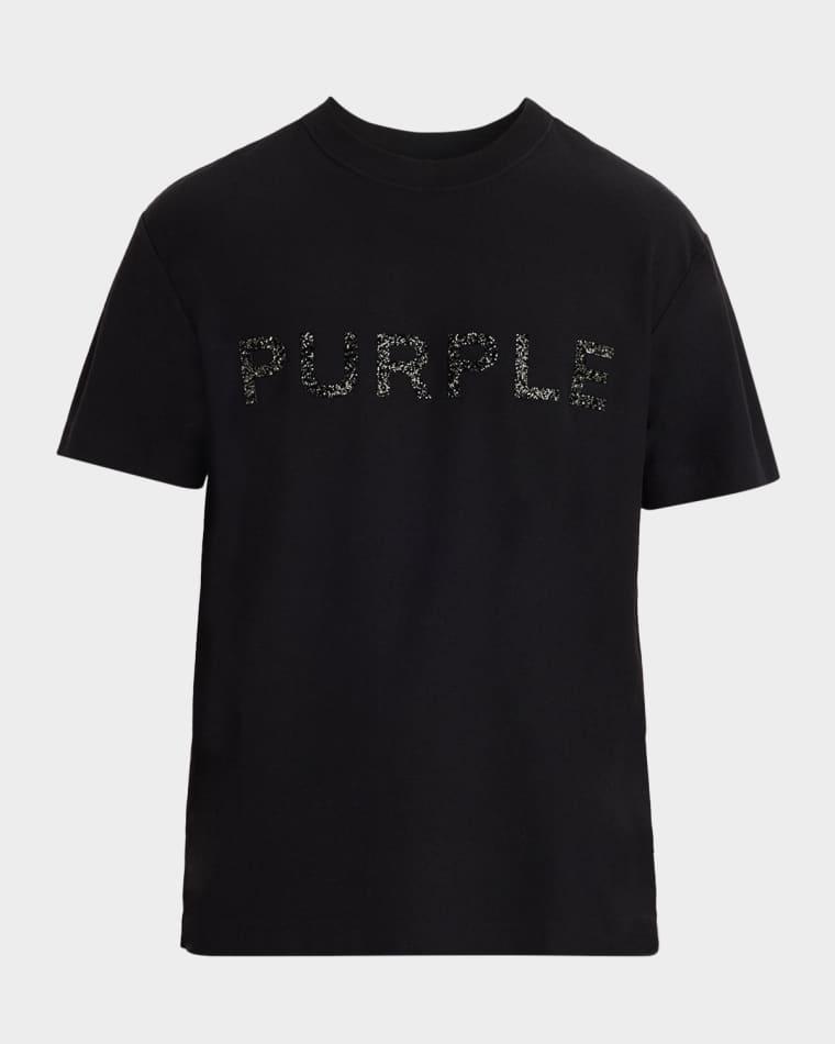 Men's Tonal Glitterized Logo T-Shirt by PURPLE BRAND