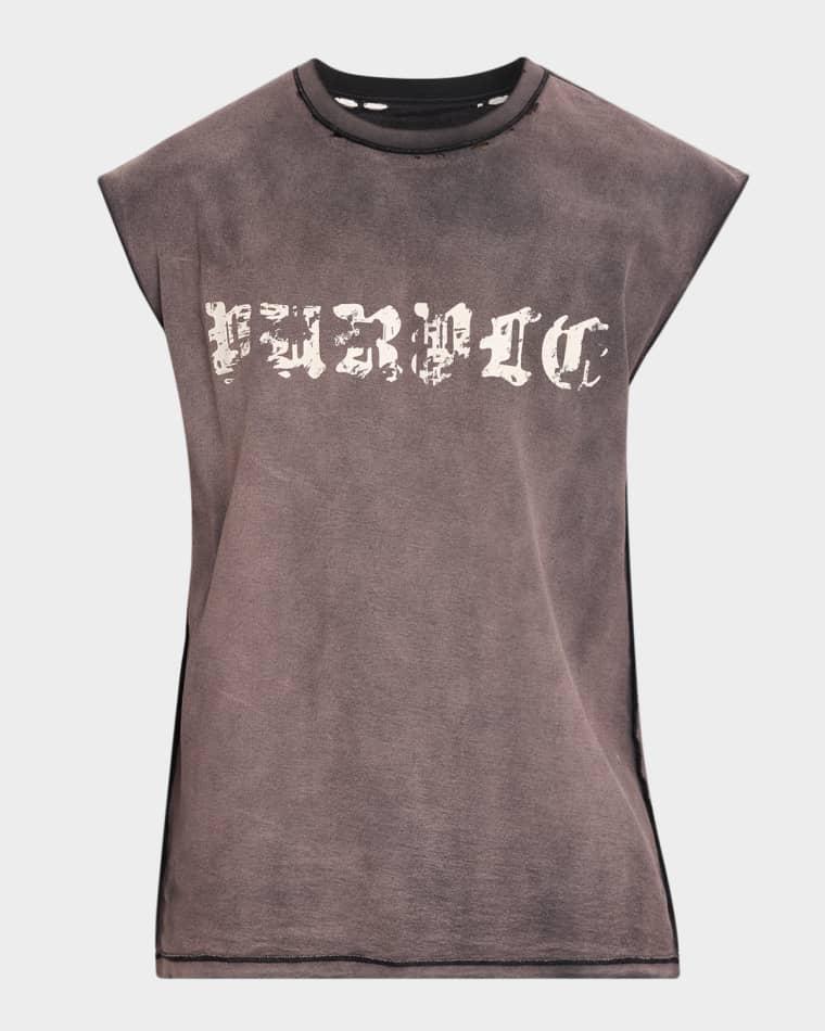Men's Worn Gothic Cotton Tank Top by PURPLE BRAND