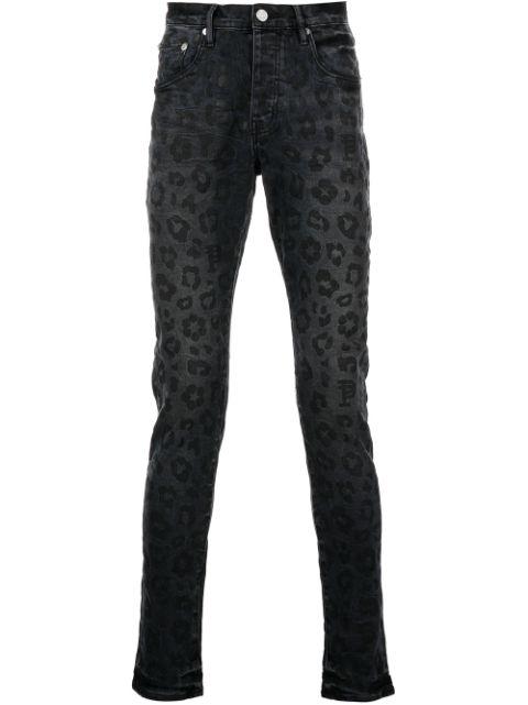 Monogram Leopard Print Jeans "Black" by PURPLE BRAND