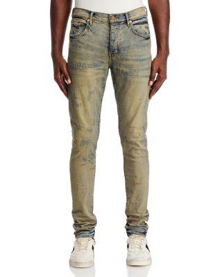 Oil-Splashed Skinny Fit Jeans in Indigo Oil by PURPLE BRAND