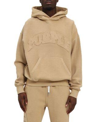 Oversized Fleece Inside Out Logo Graphic Hoodie by PURPLE BRAND