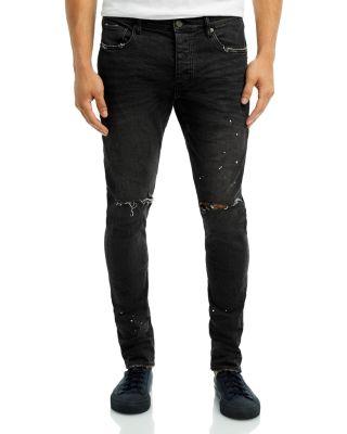 P001-BOS Slim Fit Jeans in Black Over Spray by PURPLE BRAND