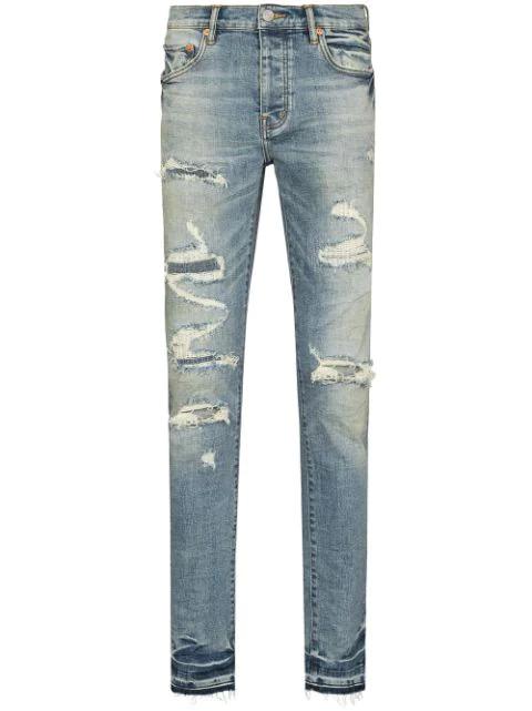 P001 Vintage distressed-finish skinny jeans by PURPLE BRAND