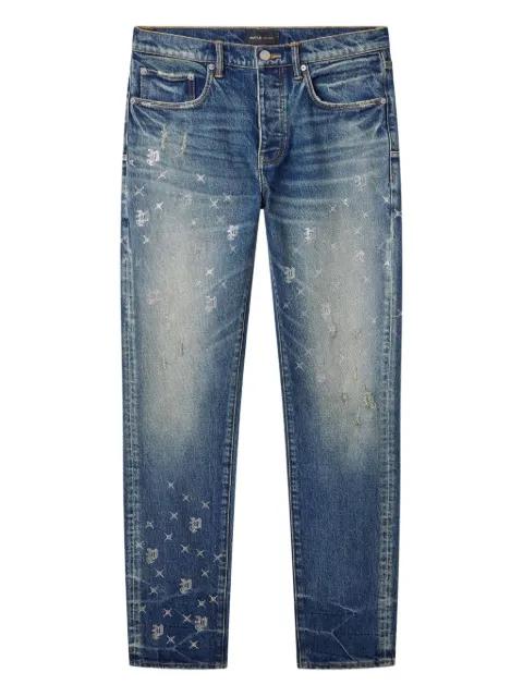 P005 Monogram Bling embroidered distressed jeans by PURPLE BRAND