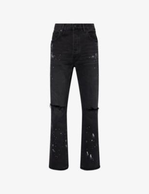 Paint Splatter Knee-Slit Denim Jeans by PURPLE BRAND
