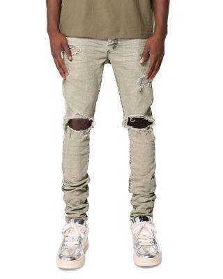 Skinny Fit Distressed Jeans in Green by PURPLE BRAND
