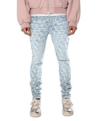 Skinny Jacquard Monogram Jeans in Light Indigo by PURPLE BRAND