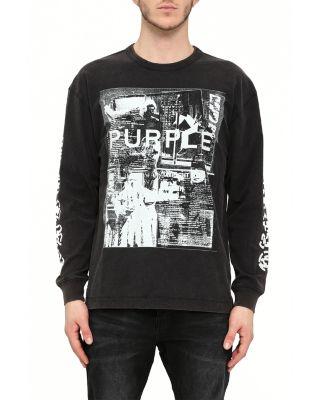 Textured Graphic Logo Long Sleeve Tee by PURPLE BRAND