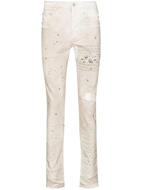 bandana patch skinny jeans by PURPLE BRAND