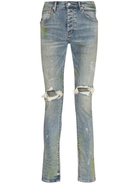 distressed-finish slim-fit jeans by PURPLE BRAND