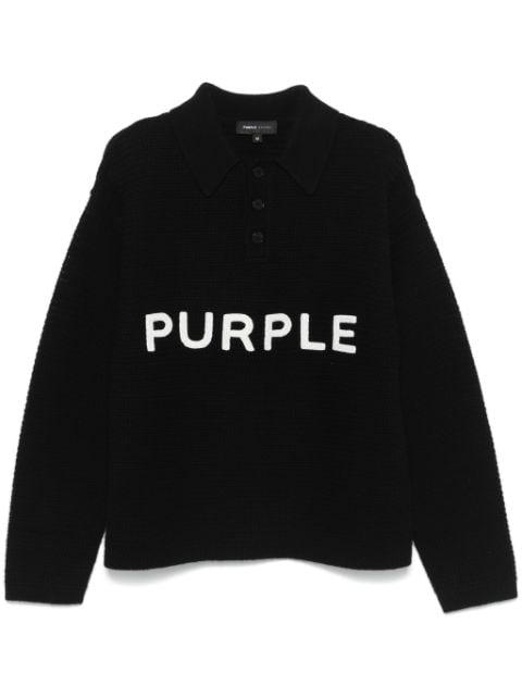 logo-lettering knitted polo by PURPLE BRAND