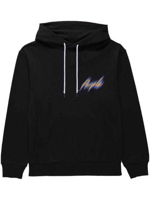logo-print cotton hoodie by PURPLE BRAND