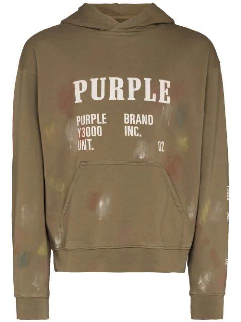 logo-print long-sleeve hoodie by PURPLE BRAND