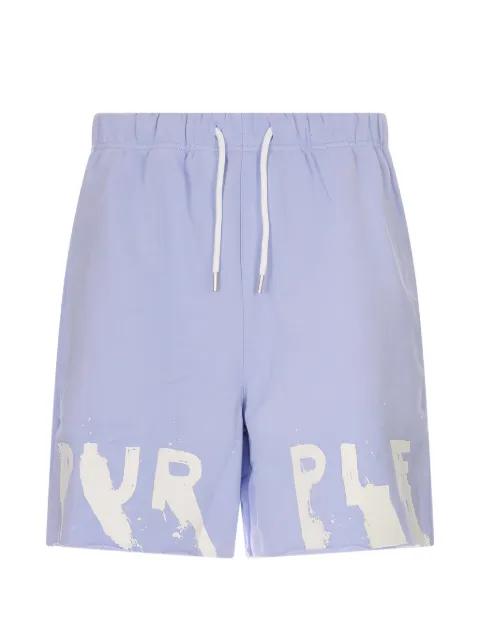 logo-print raw-edge shorts by PURPLE BRAND