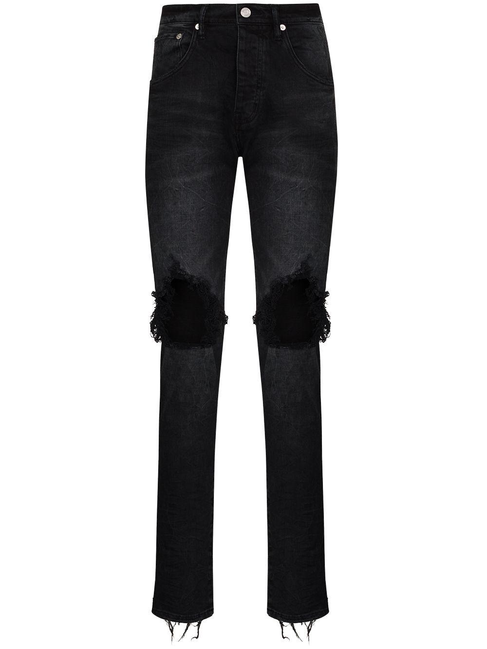 low-rise "Black Wash Blowout" slim jeans by PURPLE BRAND
