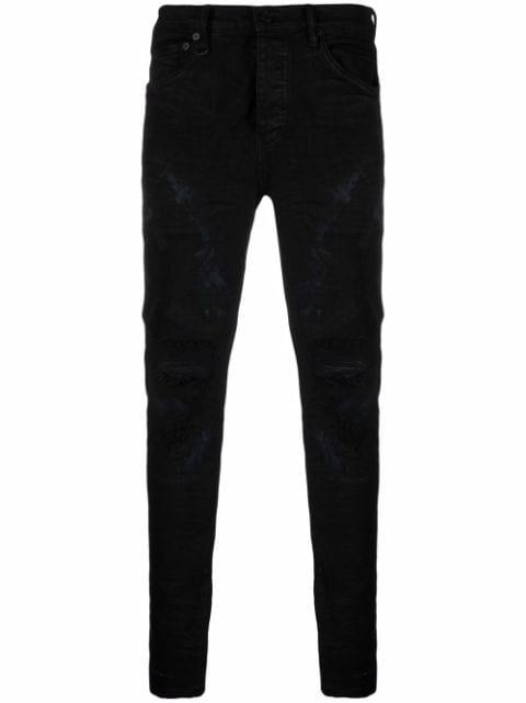 low-rise ripped skinny jeans by PURPLE BRAND