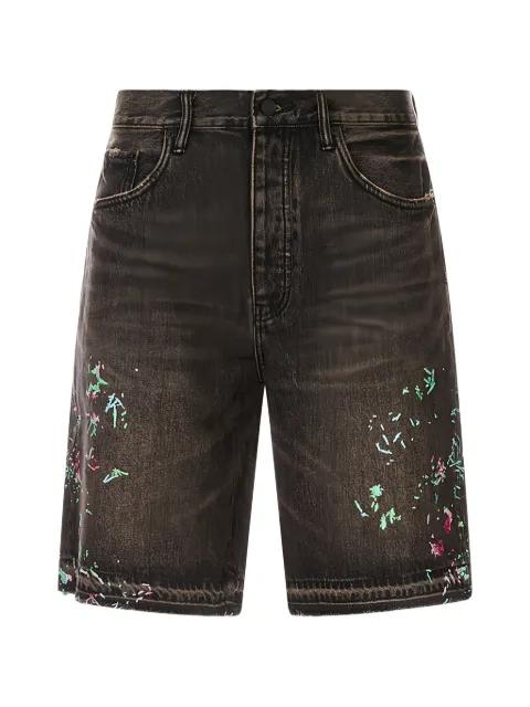 paint-splatter denim shorts by PURPLE BRAND